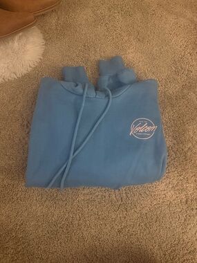 Volcom Light Blue Hoodie with Script Logo